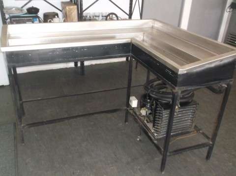 REFRIGERATED L-SHAPE TWO TIER STAINLESS STEEL DISPLAY CHILLER